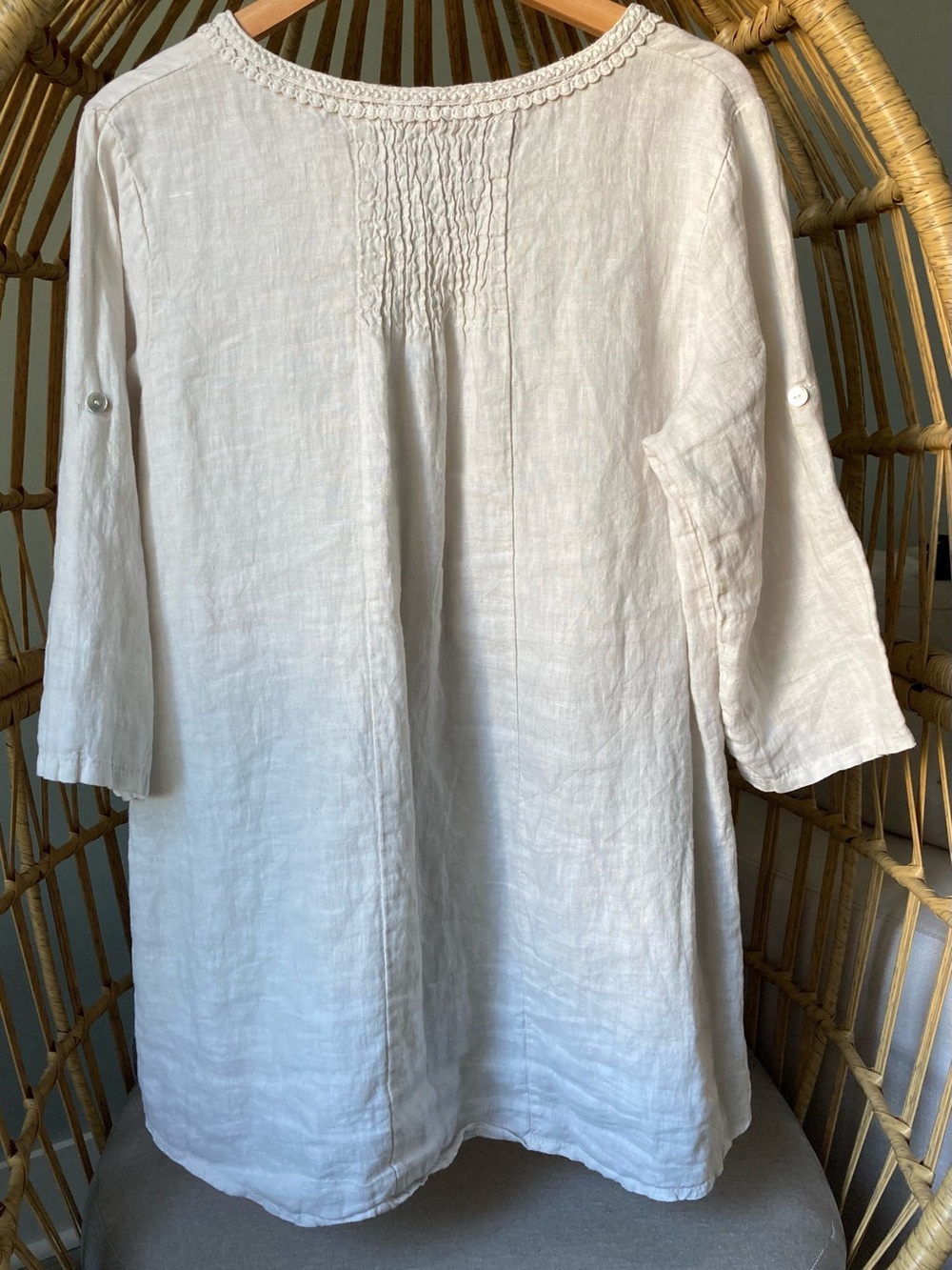 Made in Italy 100% Linen Terzo Millennio White Cream Medium Coastal Lagenlook - Picture 2 of 9